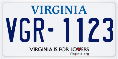 VA license plate VGR1123