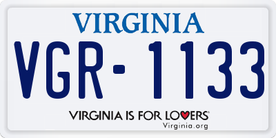 VA license plate VGR1133