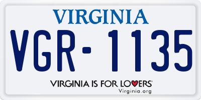 VA license plate VGR1135