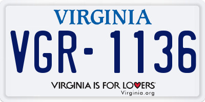 VA license plate VGR1136