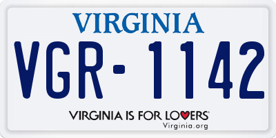 VA license plate VGR1142