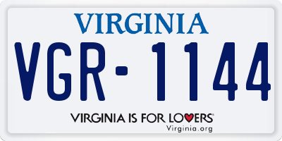 VA license plate VGR1144
