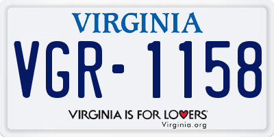 VA license plate VGR1158