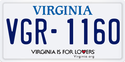 VA license plate VGR1160
