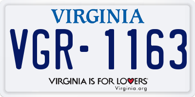 VA license plate VGR1163