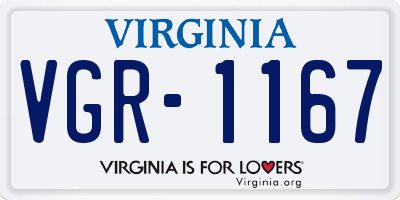 VA license plate VGR1167