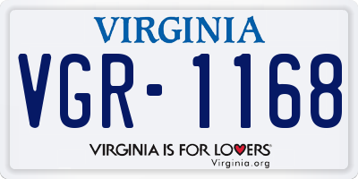 VA license plate VGR1168
