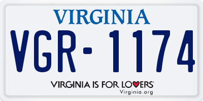 VA license plate VGR1174