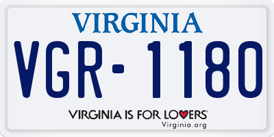 VA license plate VGR1180