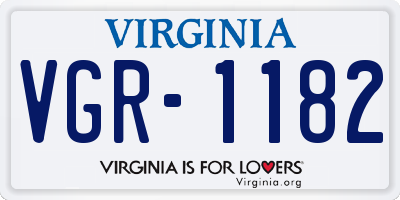 VA license plate VGR1182