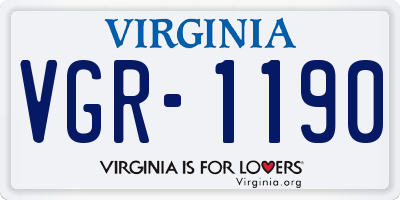 VA license plate VGR1190