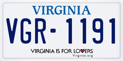 VA license plate VGR1191