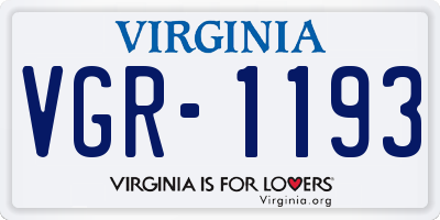 VA license plate VGR1193