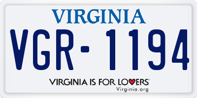VA license plate VGR1194