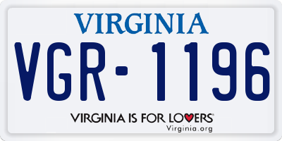 VA license plate VGR1196