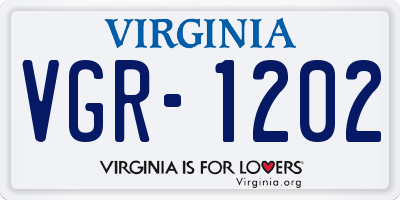 VA license plate VGR1202