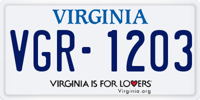 VA license plate VGR1203