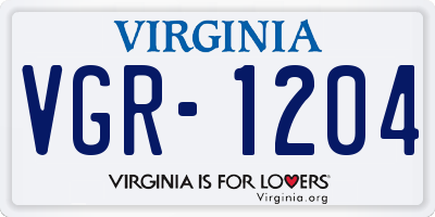 VA license plate VGR1204
