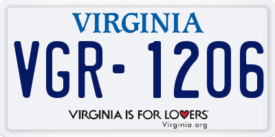 VA license plate VGR1206
