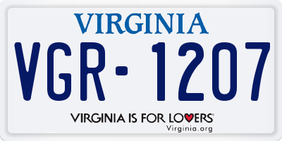 VA license plate VGR1207