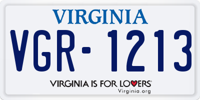 VA license plate VGR1213