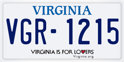 VA license plate VGR1215