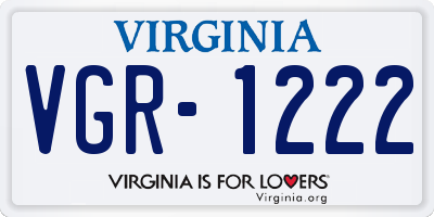 VA license plate VGR1222