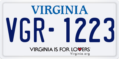 VA license plate VGR1223