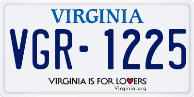 VA license plate VGR1225