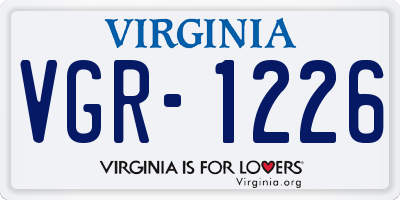 VA license plate VGR1226