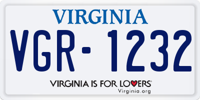VA license plate VGR1232