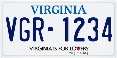 VA license plate VGR1234