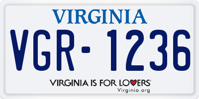 VA license plate VGR1236