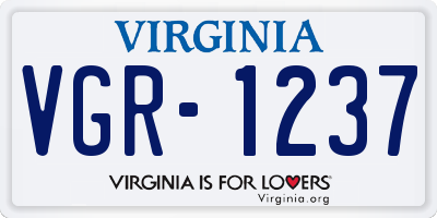 VA license plate VGR1237