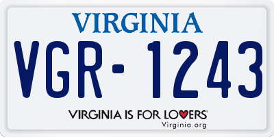 VA license plate VGR1243