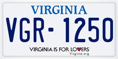 VA license plate VGR1250