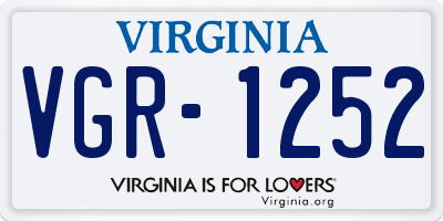 VA license plate VGR1252