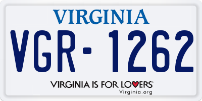 VA license plate VGR1262