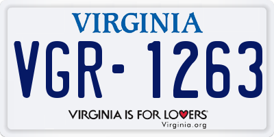 VA license plate VGR1263