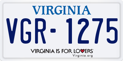 VA license plate VGR1275