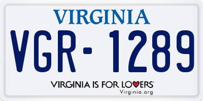 VA license plate VGR1289