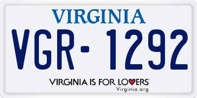 VA license plate VGR1292