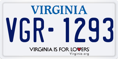 VA license plate VGR1293