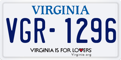 VA license plate VGR1296