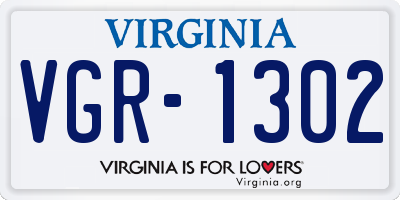 VA license plate VGR1302