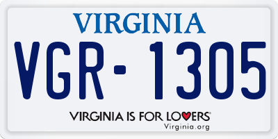 VA license plate VGR1305