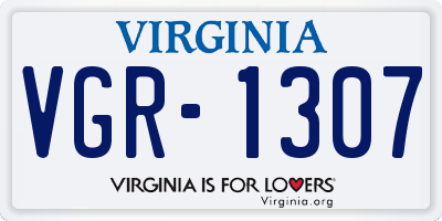 VA license plate VGR1307