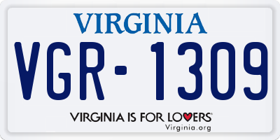 VA license plate VGR1309