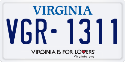 VA license plate VGR1311