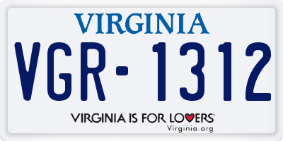 VA license plate VGR1312
